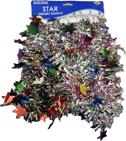 Søvfarget girlander med stjerner - 366 cm