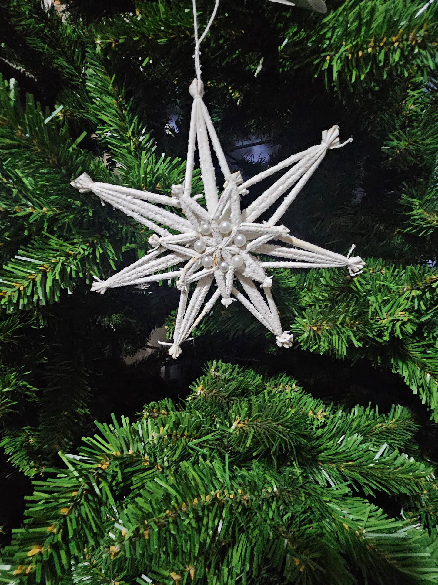 Juletrepynt Stjerne med glitter og perler 15 cm