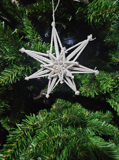 Juletrepynt Stjerne med glitter og perler 15 cm