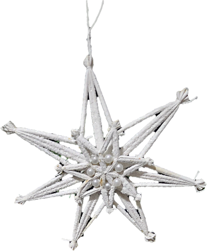 Juletrepynt Stjerne med glitter og perler 15 cm
