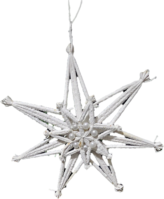 Juletrepynt Stjerne med glitter og perler 15 cm