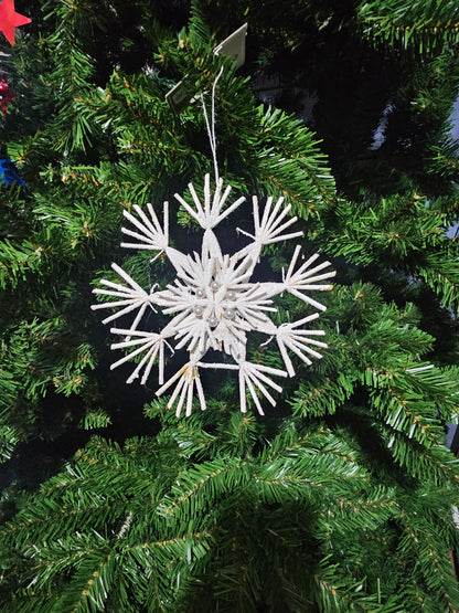 Juletrepynt snøkrystall med glitter og perler -15 cm