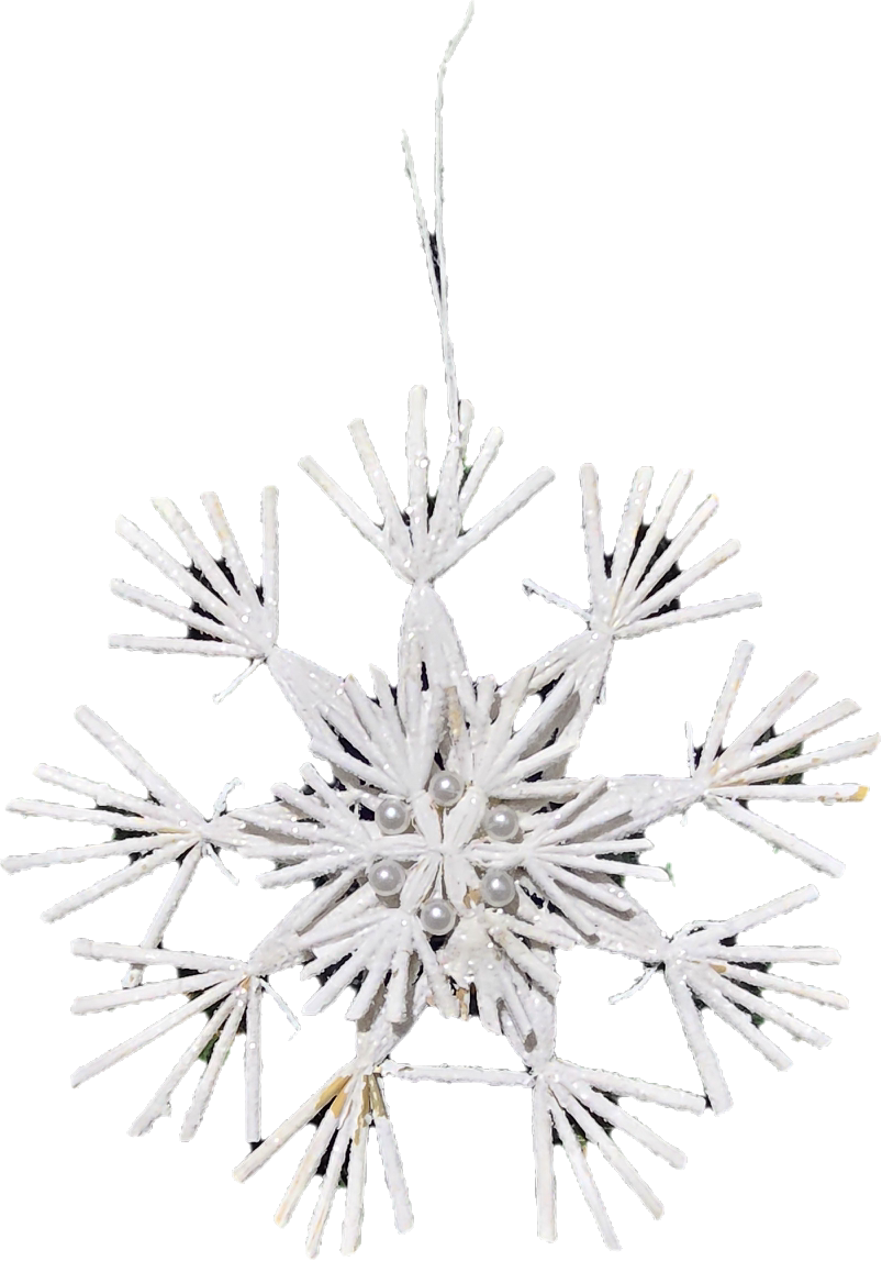 Juletrepynt snøkrystall med glitter og perler -15 cm