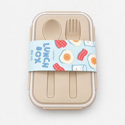 Moshi Moshi matboks med med skje og gaffel 850 ml – beige