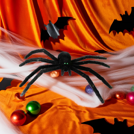 Halloween Edderkopp 40cm - Skummel Dekorasjon med Røde Øyne