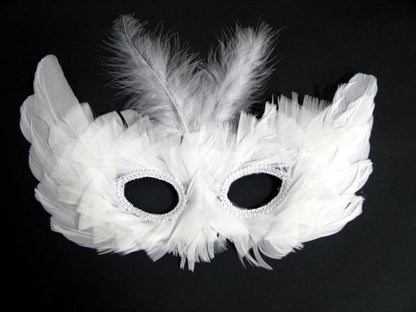 Party dekor Fjærmaske Sort og Hvit