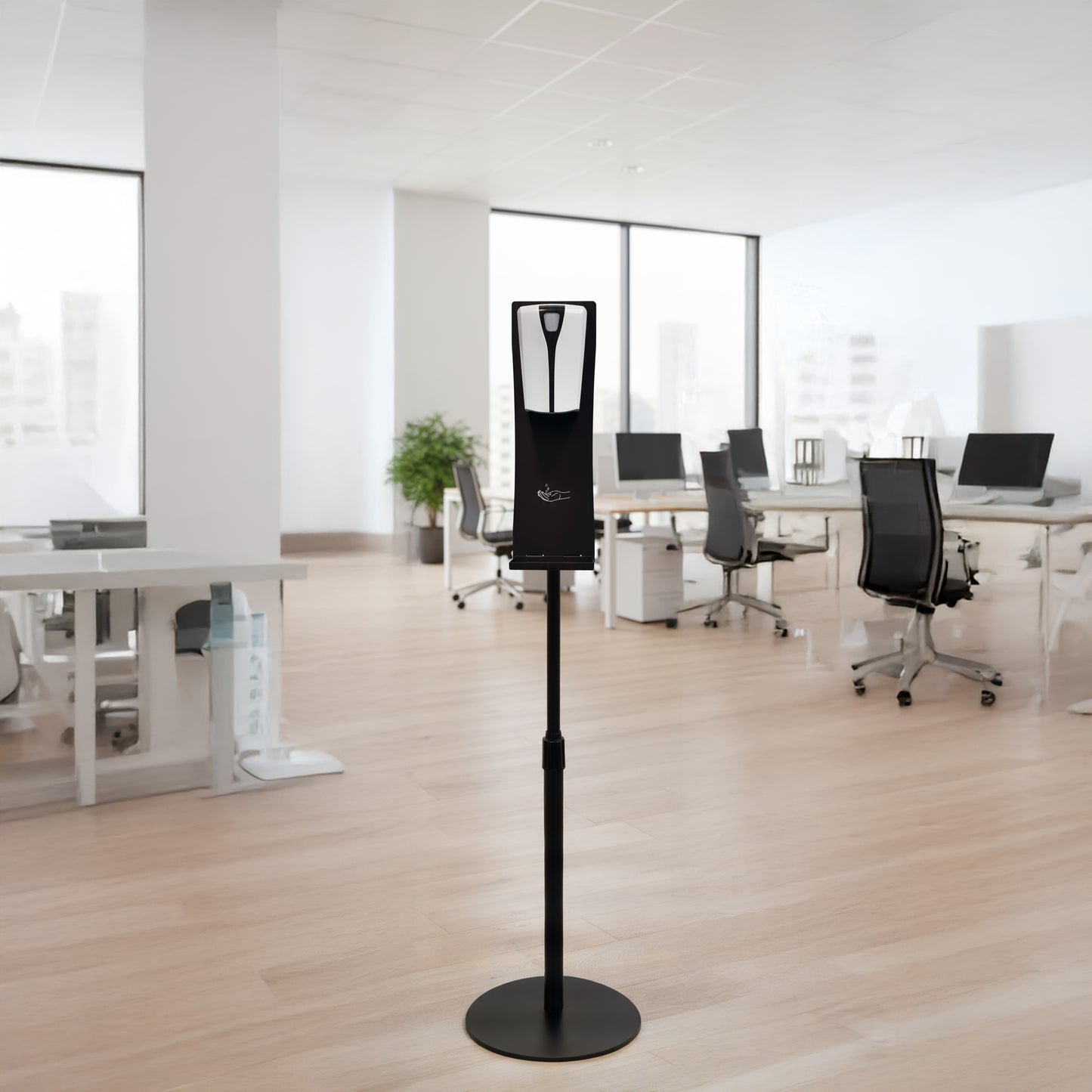 Gulvstativ for dispensere - Sort metall med dryppskål