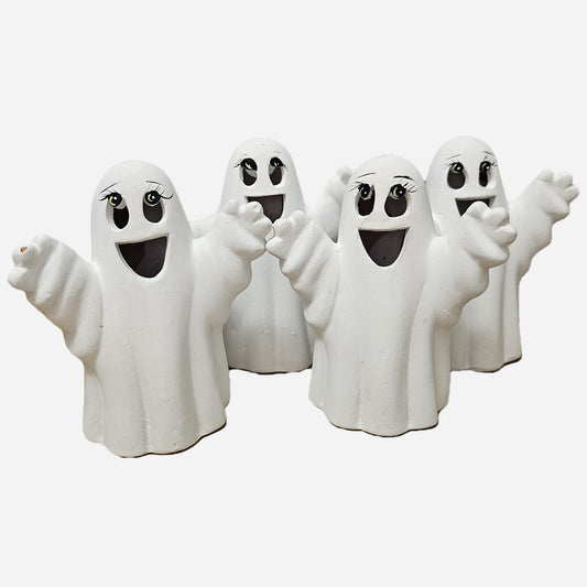 Halloween lykt morsomme spøkelser 12 cm - 4 pk