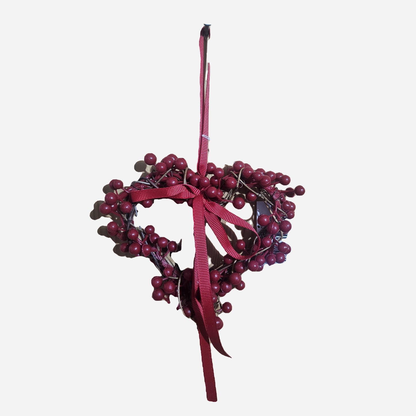 Hjertekrans med kvister og røde bær -12 cm