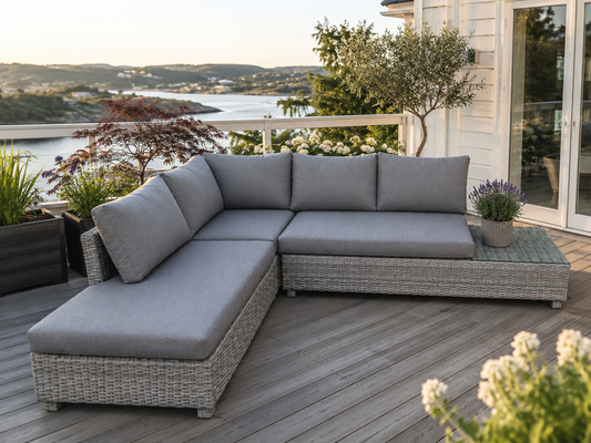InGarden hjørnesofa - Med solseng funskjon og glassbord