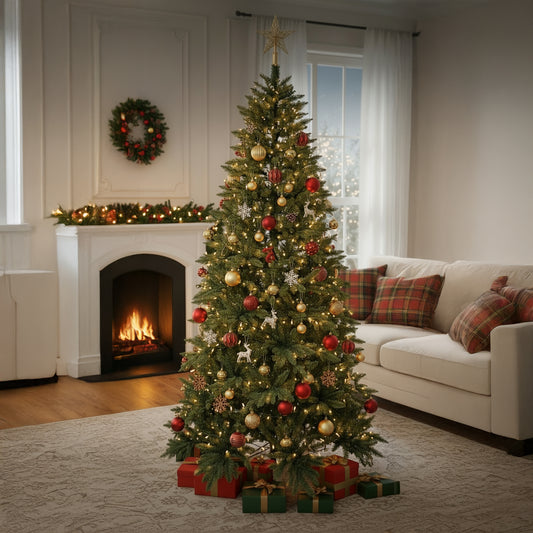 Kunstig Juletre - Smalt og Fyldig med Fot