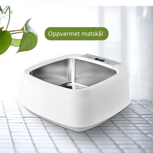 Oppvarmet mat- og vannskål 1,5 l med digital display – hvit