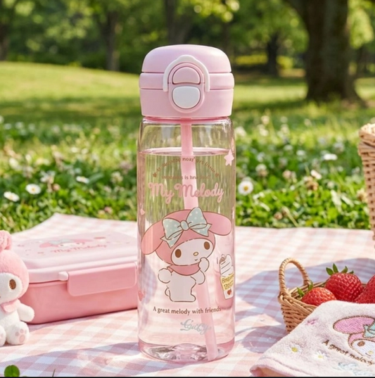 My Melody Sanrio drikkeflaske m/ sugerør 500 ml - lys rosa
