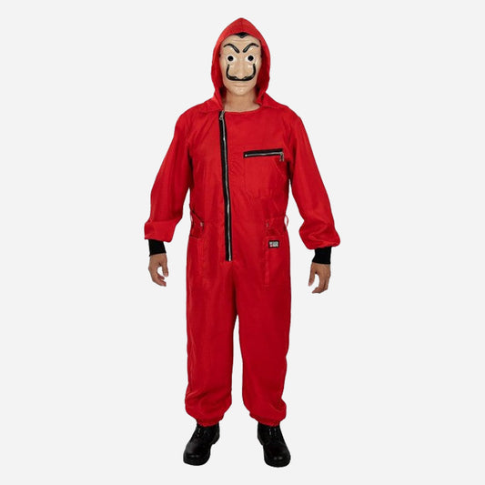 Papirhuset Kostyme - Casa de Papel Rød Heldrakt med Maske