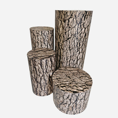 Trefarget Pidestallsett 4 stk - Dekorative Plantestativer i Tre