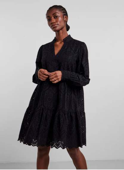 Y.A.S Yasholi Ls Dress S. - Black - Svart langermet kjole
