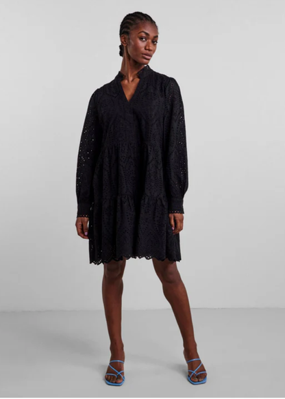 Y.A.S Yasholi Ls Dress S. - Black - Svart langermet kjole