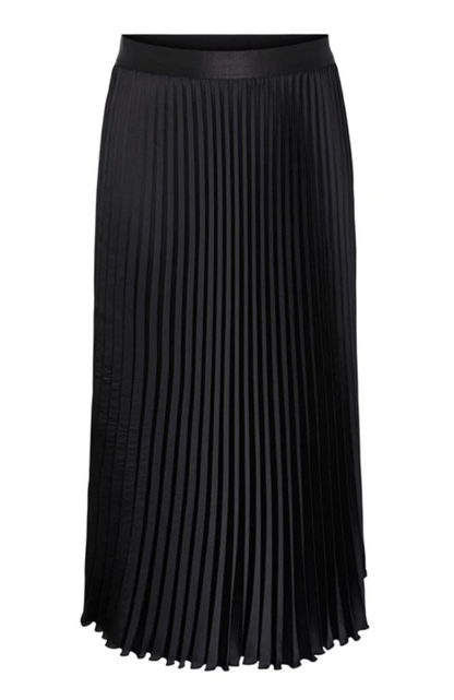 Y.A.S Yasceline HW Midi Skirt - Black - Plissert skjørt svart