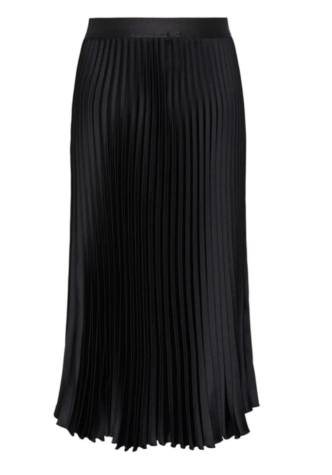 Y.A.S Yasceline HW Midi Skirt - Black - Plissert skjørt svart