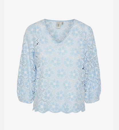 Y.A.S YasBeauty 3/4 Top S Clear sky white- Bluse