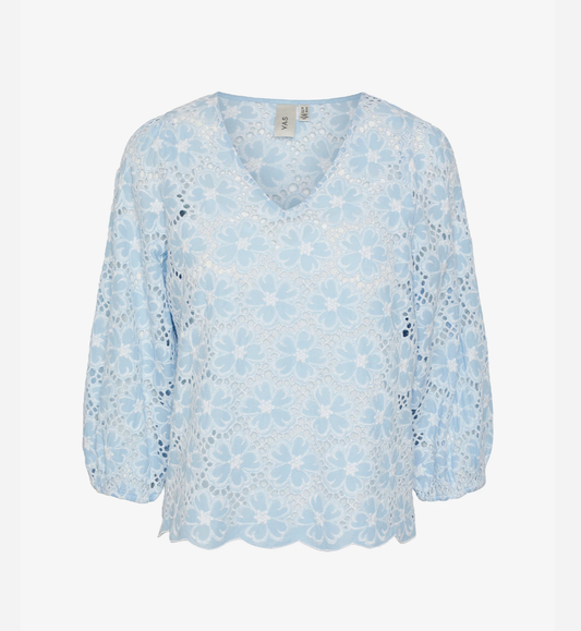 Y.A.S YasBeauty 3/4 Top S Clear sky white- Bluse