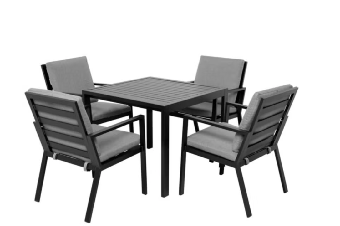 Spisegruppe Messi sort - Aluminiumsgruppe til hagen