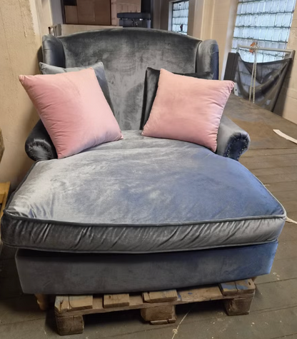 Martinsen 1,5 sofa - Grå\blå velour fløyel