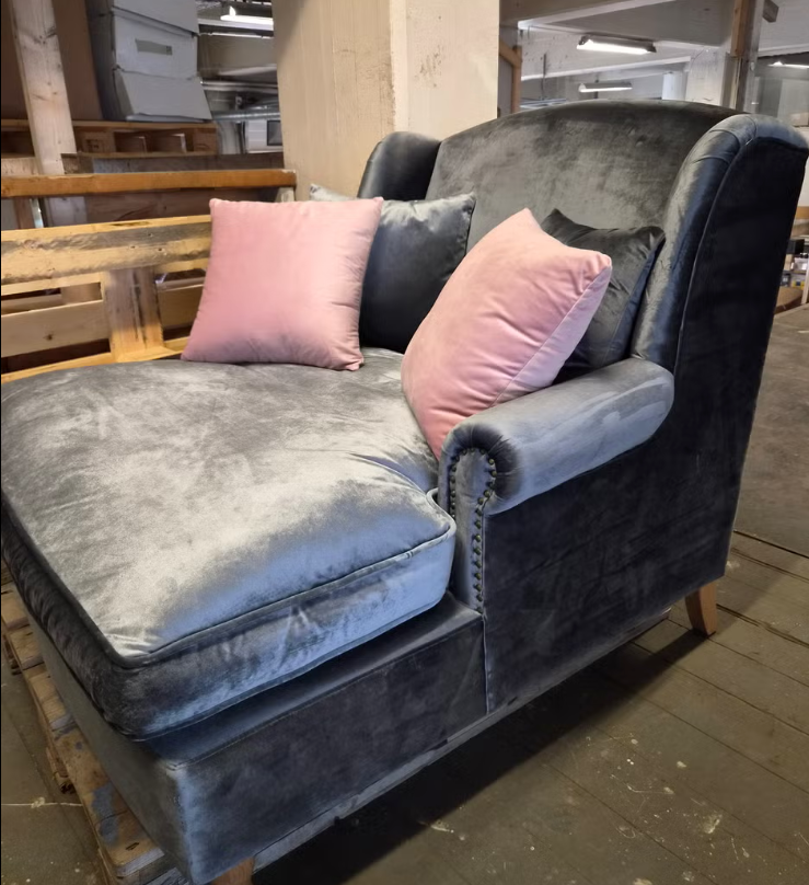 Martinsen 1,5 sofa - Grå\blå velour fløyel