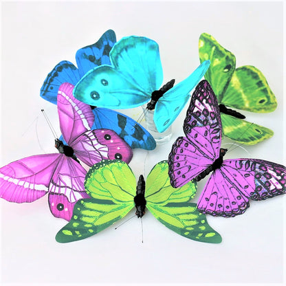 Dekor Sommerfugler Rosa 20 cm - 4 stk Sommerfuglpynt med Klype