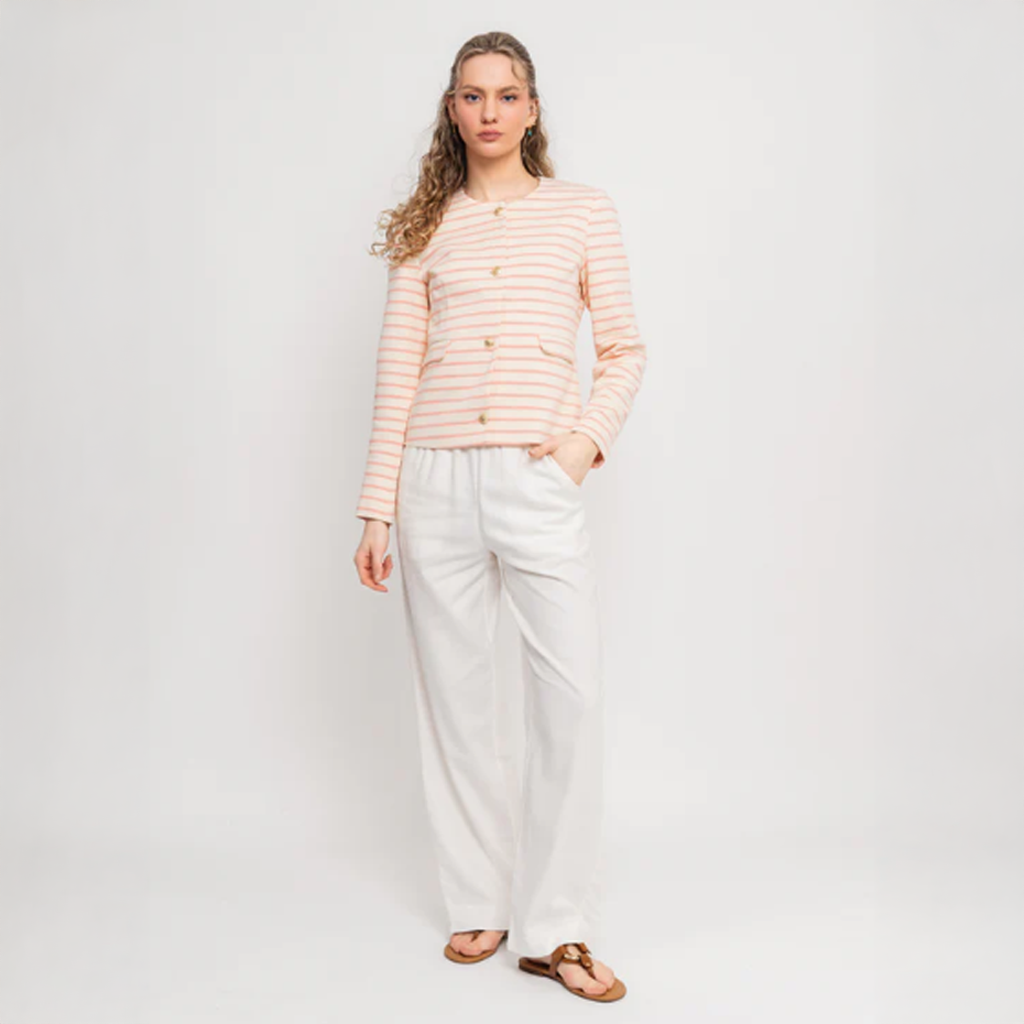 Y.A.S Flaxy Hmw Linen Pant - Star White - Hvit linbukse