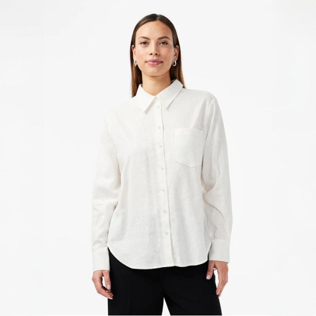 Y.A.S Flaxy Ls Linen Shirt - Star White - Klassisk linskjorte