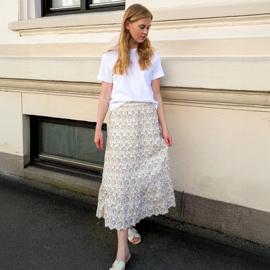 Y.A.S Yasaprilla Hw Ankle Skirt Star White - Ankelskjørt