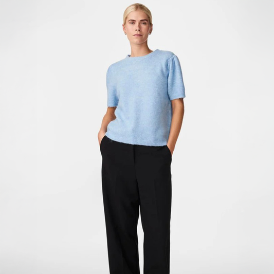 Y.A.S Yasenna SS Pullover -Lyseblå strikkegenser