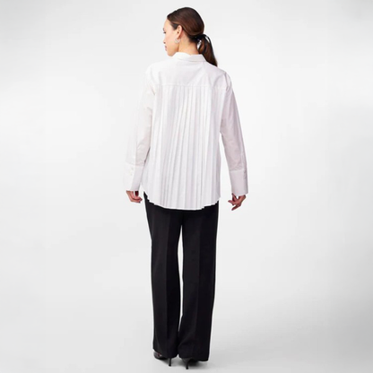 Y.A.S Yasroya Ls Shirt S. - Star White - Skjorte med plisse