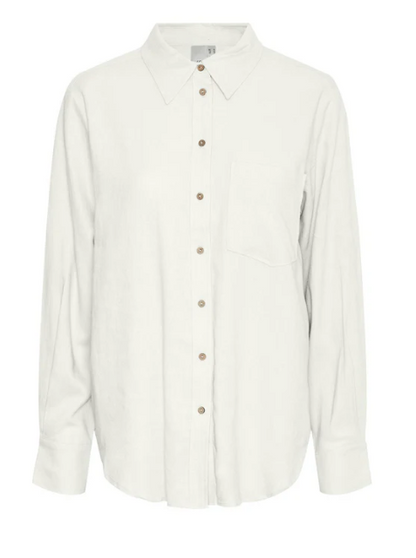 Y.A.S Flaxy Ls Linen Shirt - Star White - Klassisk linskjorte