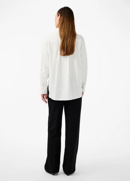 Y.A.S Flaxy Ls Linen Shirt - Star White - Klassisk linskjorte