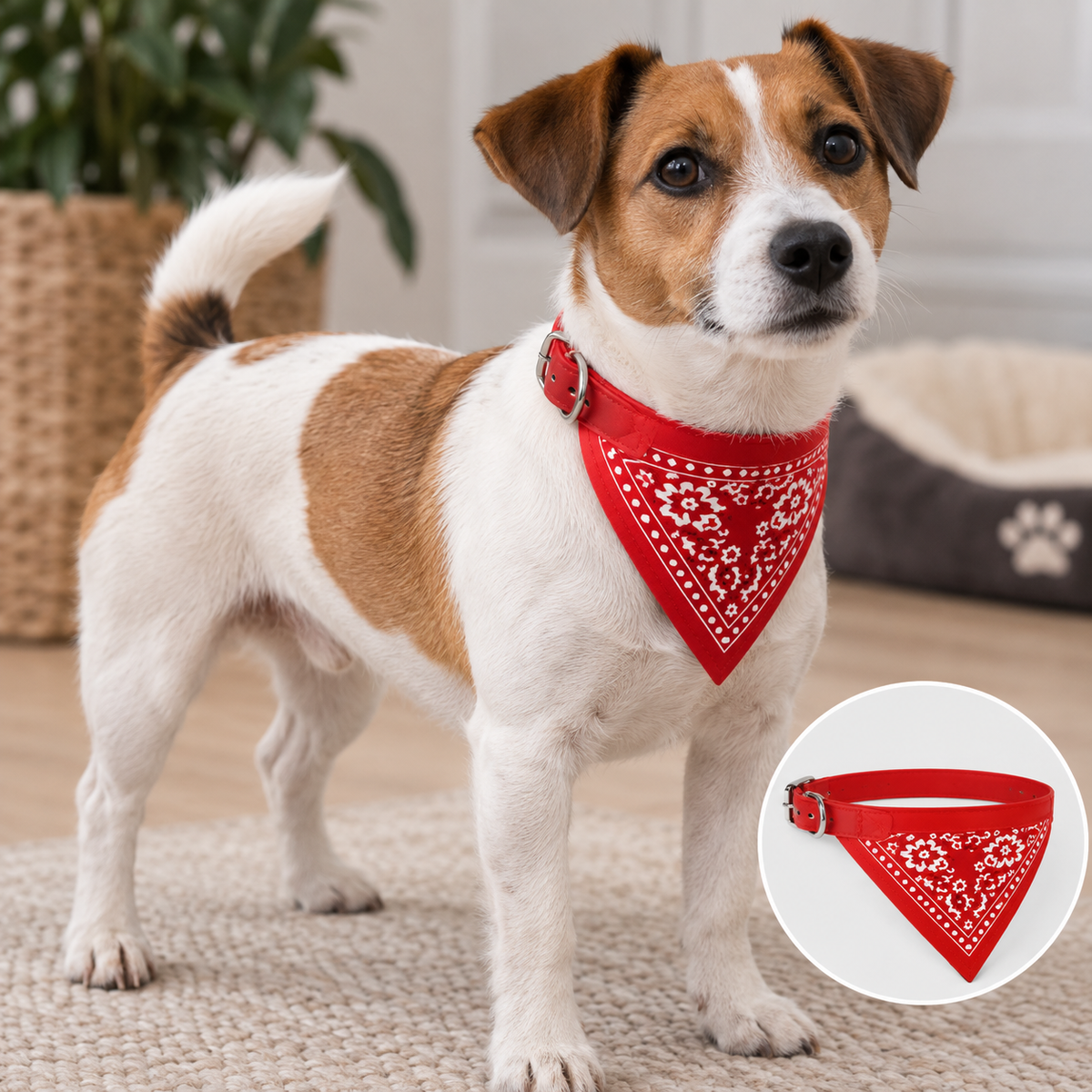 Halsbånd med bandana for hund – flere farger, 4 størrelser (S–XL)