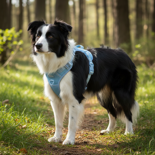 Border collie med sele