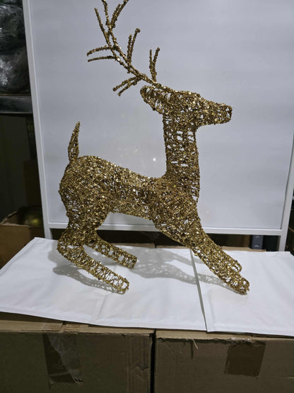 Reinsdyr Dekorasjon i Gull  - Elegant Julepynt i Metall 55 x55cm