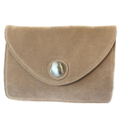 Shine clutch veske beige - semsket skinn