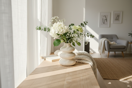 Cream Speckle Vase i skandinavisk interiør