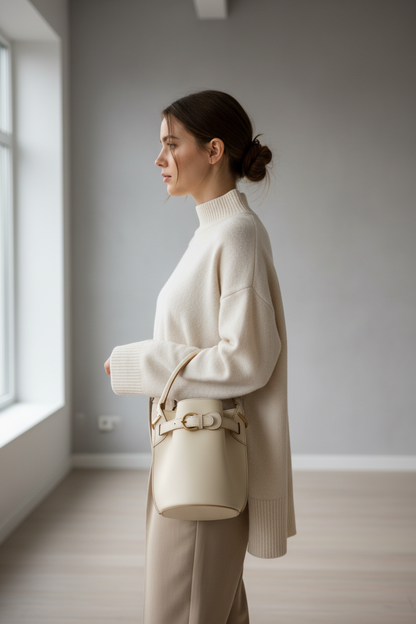 Dame med bøtteveske