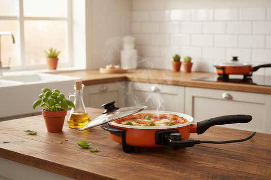 KitchenFactory elektrisk pizzaovn med lokk - 1500W