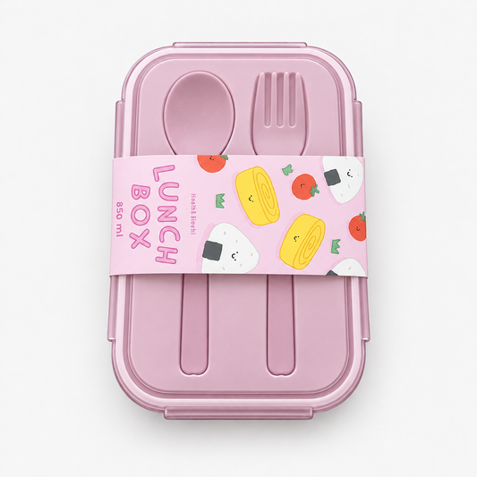 Moshi Moshi matboks med med skje og gaffel 850 ml – rosa