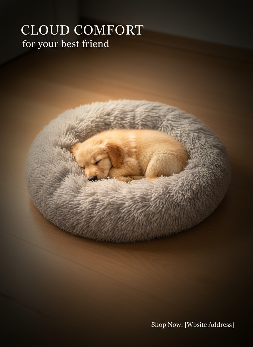 Fluffy Donut Hundeseng med hund