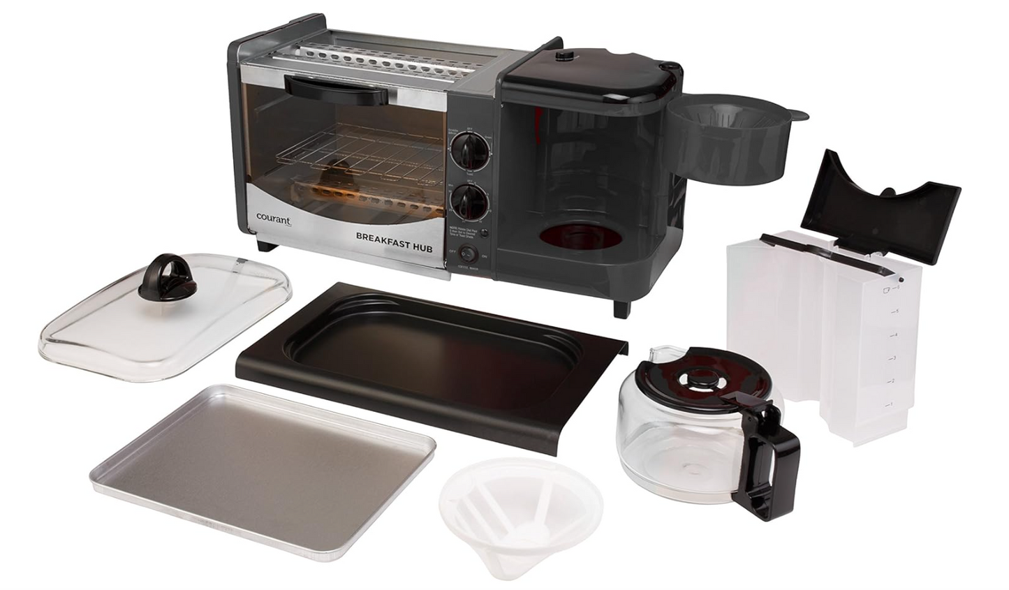 Multifunksjonell 3-i-1 frokostmaskin - Miniovn, Kaffetrakter & Stekeplate