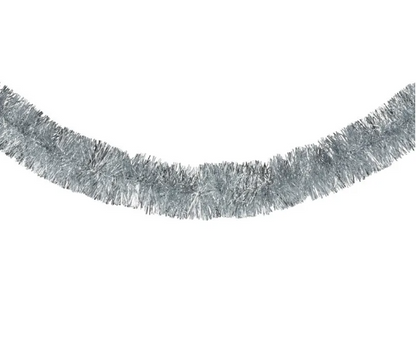 Sølvfarget glitter girlander 450 cm - stor og fyldig