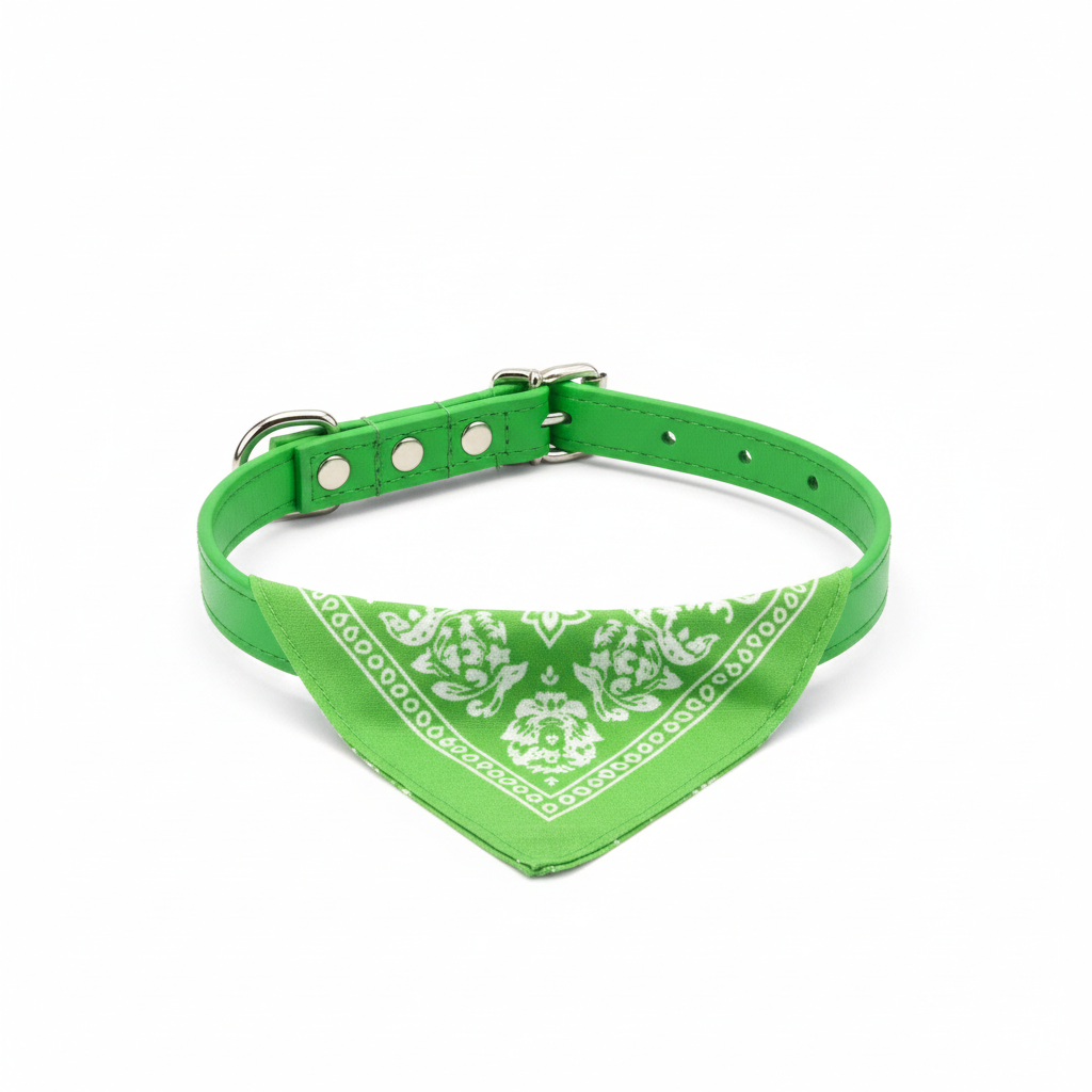 Grønt halsbånd med bandana – forbedret produktbilde