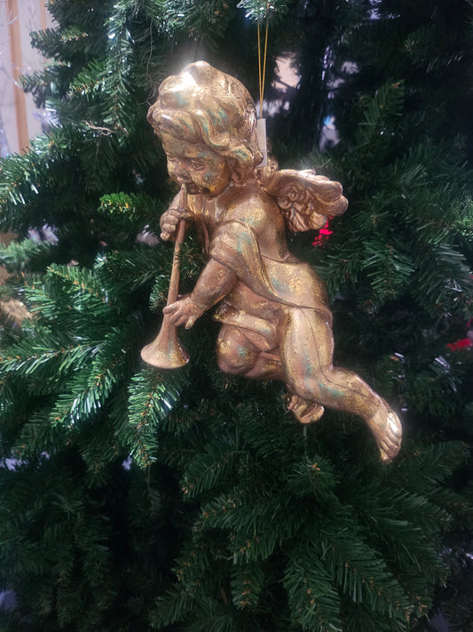 Engel av Gull med Trompet 27cm - Elegant Julepynt