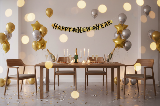 Happy New Year oppheng i festlig setting